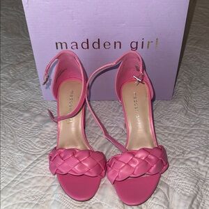 Madden Girl Braided Strap Pink Ankle Strap Heels